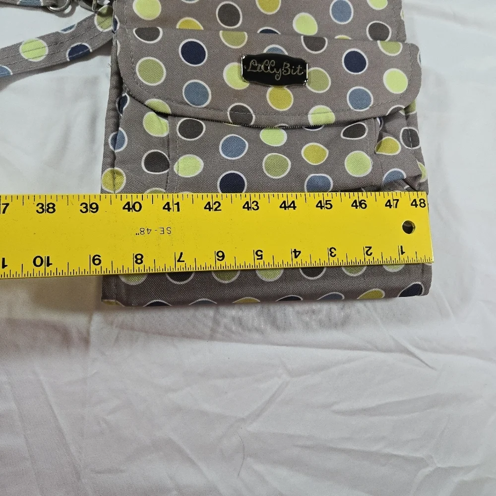 Lilly Bit Diaper Bag Baby Messenger Polka Dot Bag - Gray and Multicolor